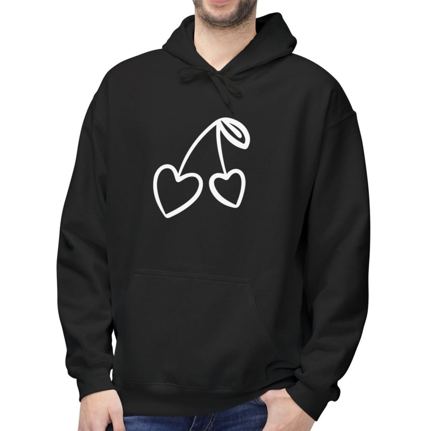 HERZKIRSCHEN COMIC ZEICHNUNG NIEDLICH SÜß • Yoga Fitness Fleece Hoodie für Damen & Herren • Baumwolle 🌿