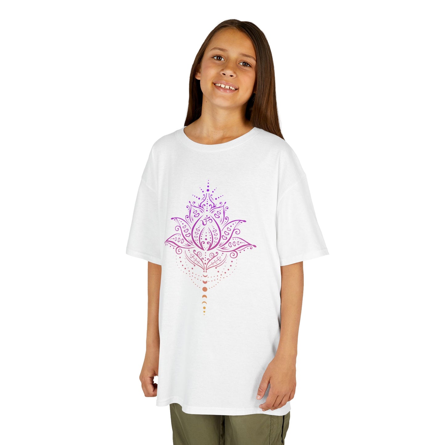 LOTUSBLÜTE MIT MONDPHASEN, Lotusblume Mond LILA VIOLET • Oversize Kinder T-Shirt Mädchen Jungen • BIO Baumwolle 🌿