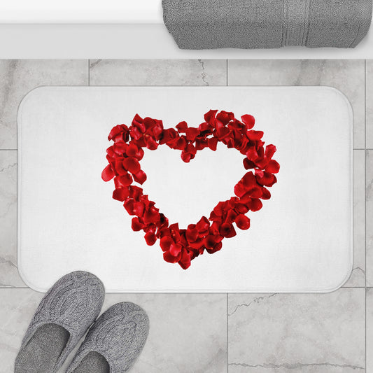 HERZ AUS ROTEN ROSENBLÄTTERN • Liebesbeweis Geschenk, LOVE Liebesbotschaft ❤️ • Badvorleger / Fussmatte / Badteppich EXTRA Weich • 43 x 61 cm & 53 x 86 cm