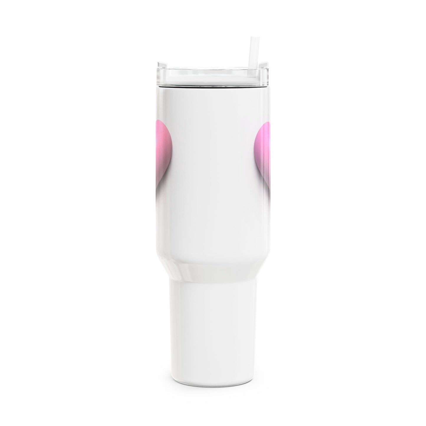 HERZ PINK ROSA PASTELL 3D Illusion  • Tumbler mit Henkel & Strohhalm • XXL Reisebecher 1,2L