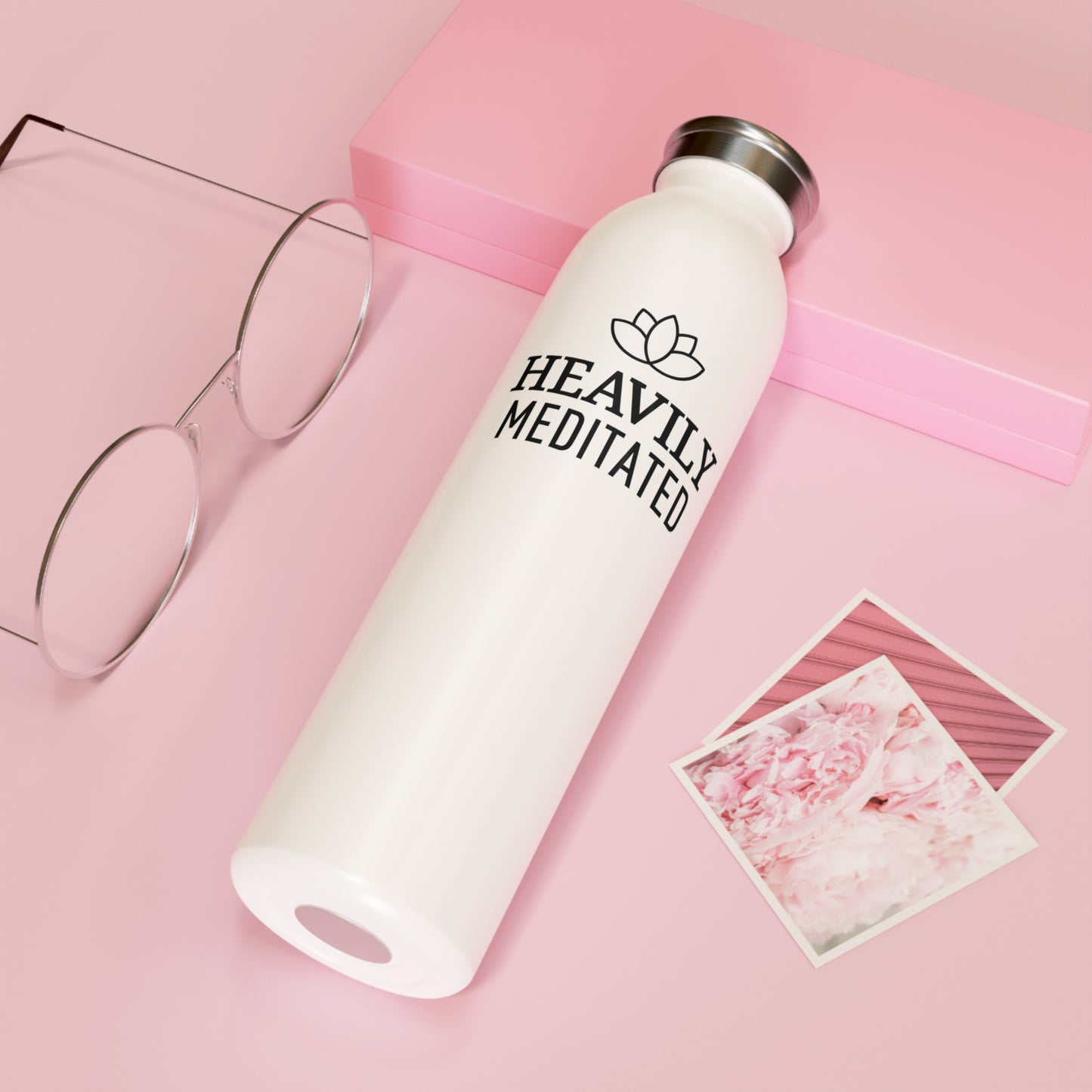 HEAVILY MEDITATED • YOGA LOTUSBLÜTE • Edelstahl Thermosflasche SLIM • 600 ml - YOGA SANTA