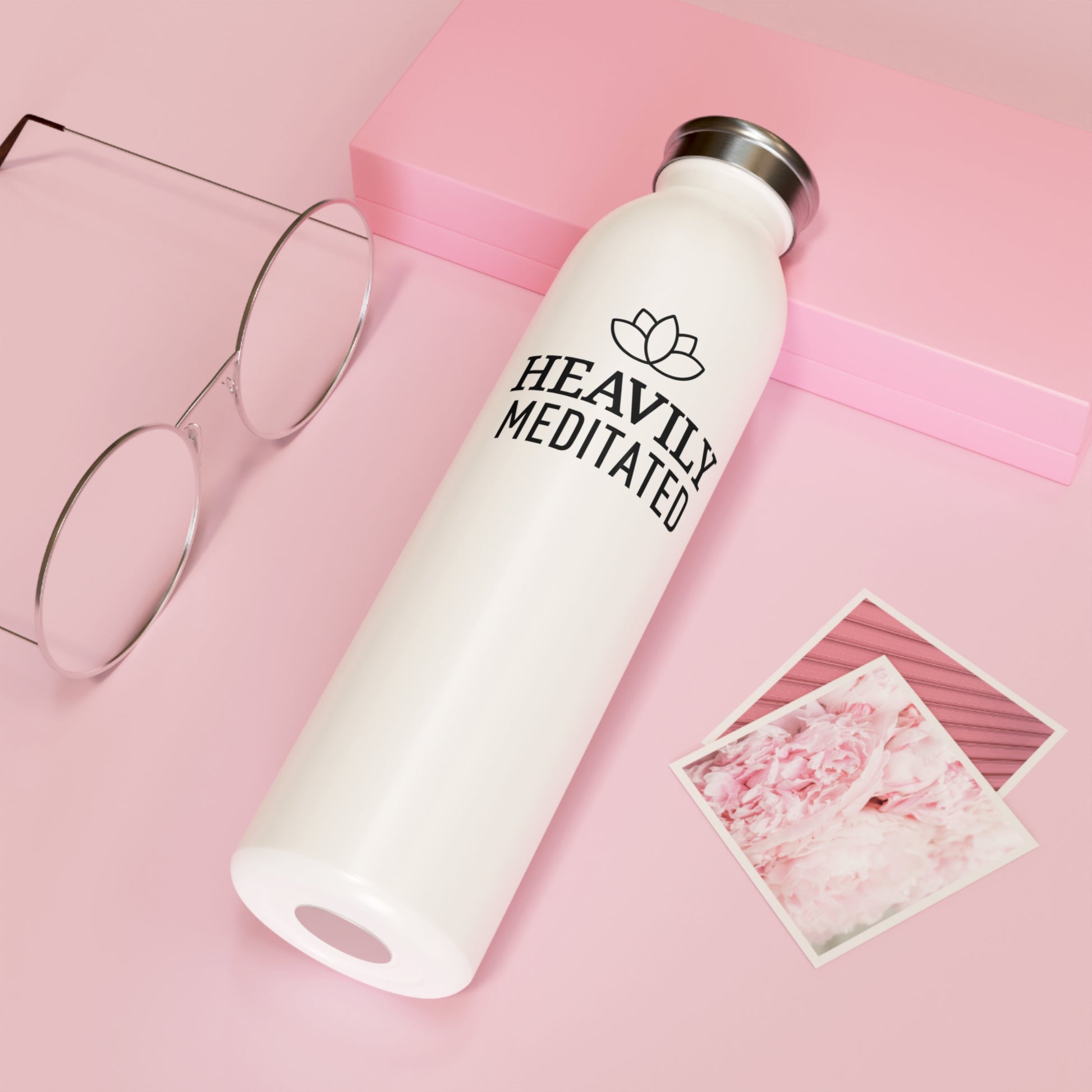 HEAVILY MEDITATED • YOGA LOTUSBLÜTE • Edelstahl Thermosflasche SLIM • 600 ml - YOGA SANTA