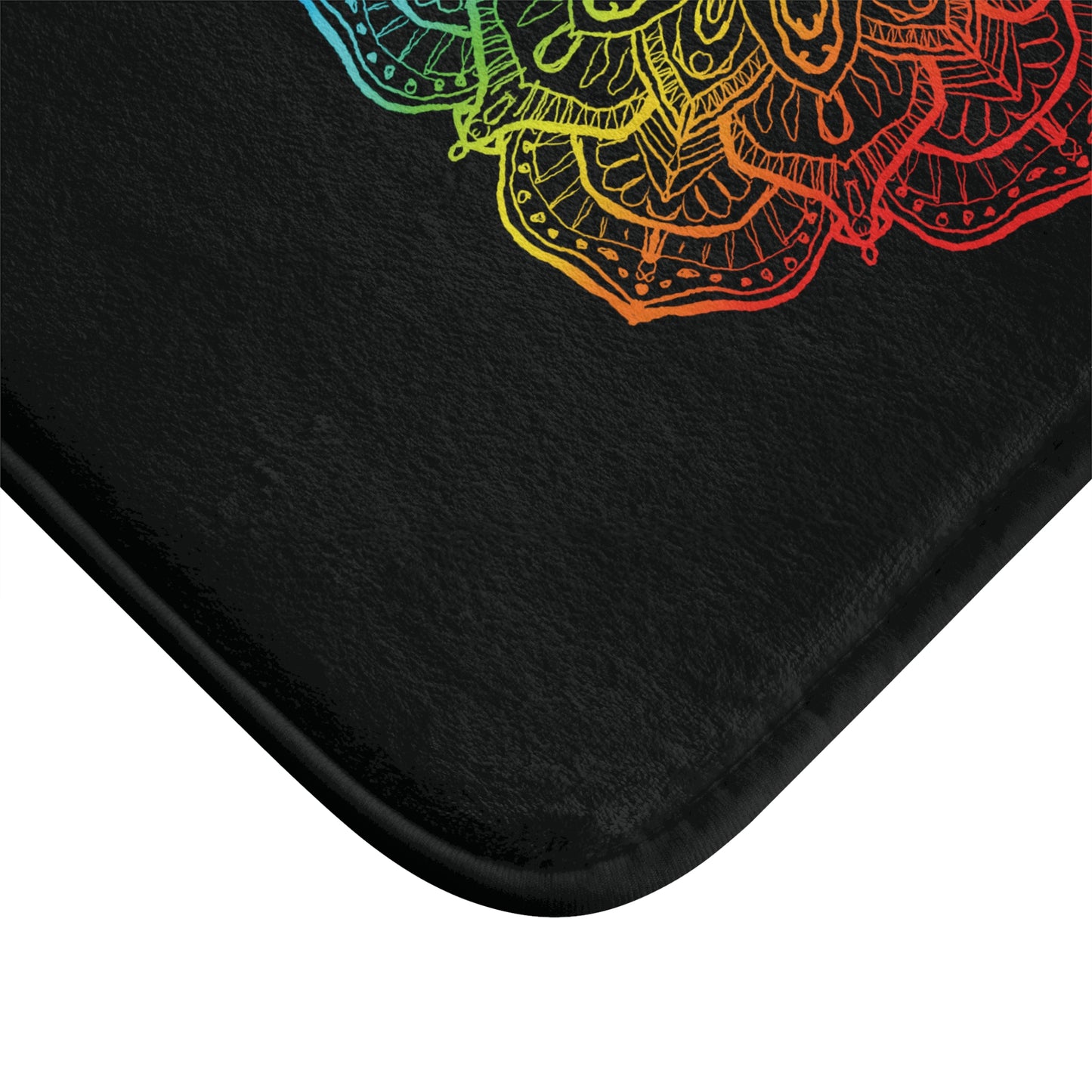 MANDALA BLUME BUNT REGENBOGEN - SPIRITUELLES MOTIV • Badvorleger Weiss / Fussmatte / Badteppich EXTRA Weich • 43 x 61 cm & 53 x 86 cm