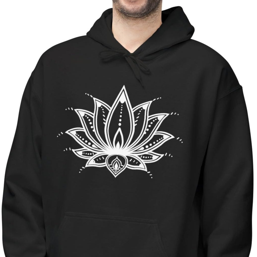 LOTUSBLUMEN ZEICHNUNG • Blumenmotiv Yoga Fitness Hoodie für Damen & Herren Kuschelpullover • Baumwolle 🌿