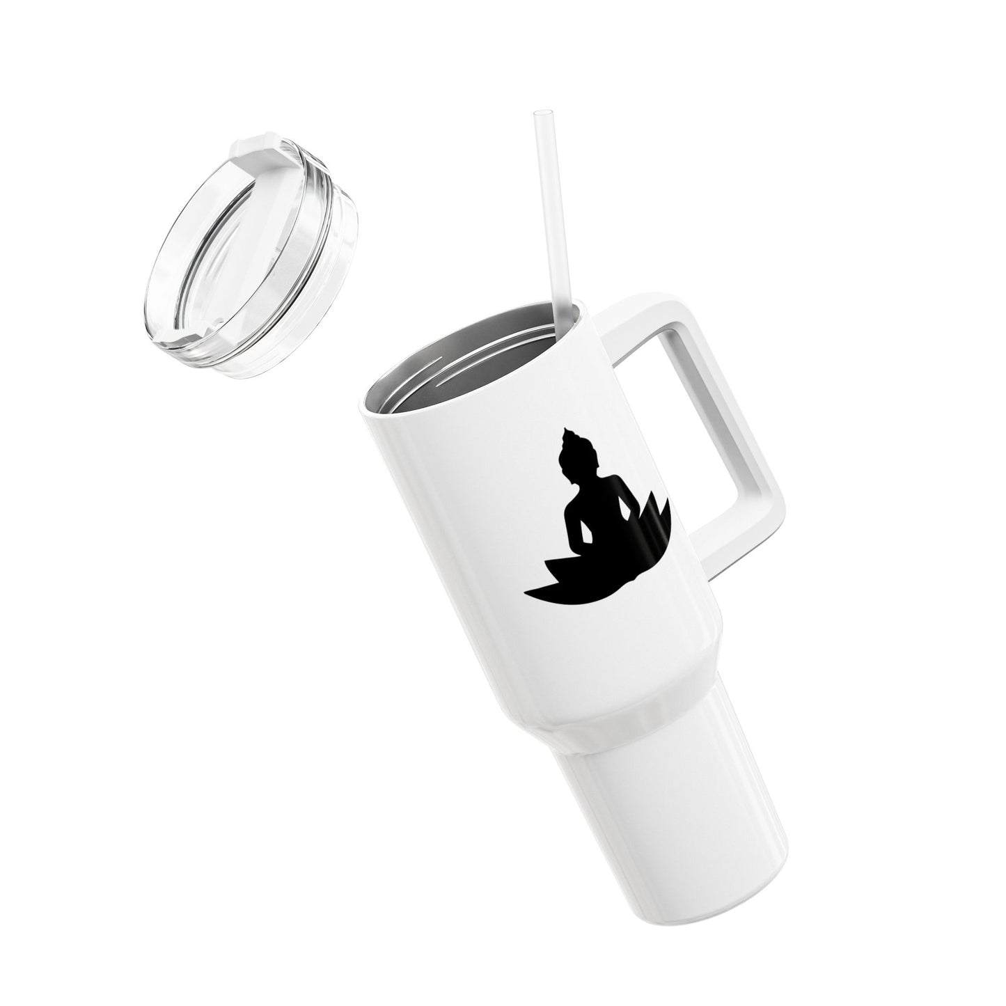 BUDDHA IN LOTUSBLÜTE • Spirituelles Motiv Tumbler mit Henkel & Strohhalm • XXL Reisebecher 1,2L - YOGA SANTA