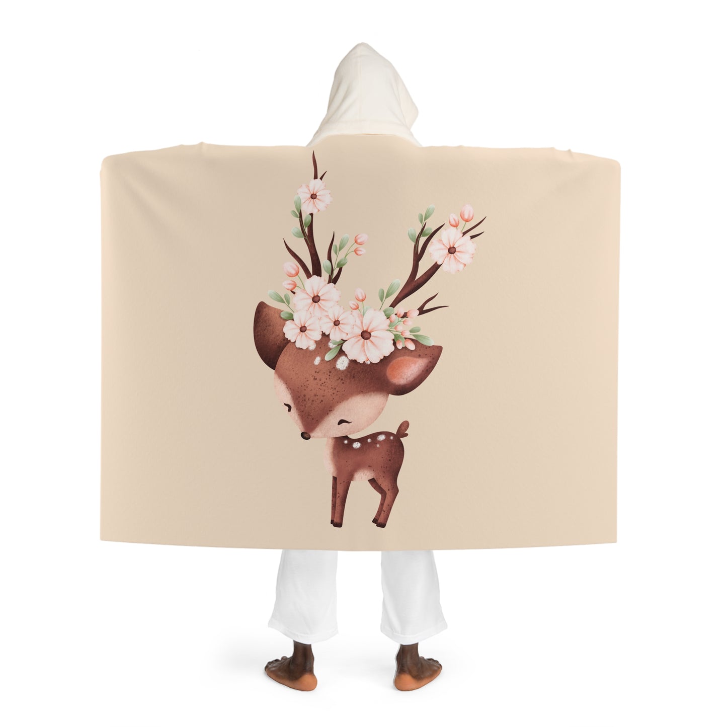 REHKIDS NIEDLICH COMIC • Kapuzen Kuscheldecke Beige Creme • Wohndecke Sherpa 130cm x 180cm