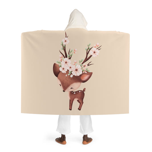 REHKIDS NIEDLICH COMIC • Kapuzen Kuscheldecke Beige Creme • Wohndecke Sherpa 130cm x 180cm