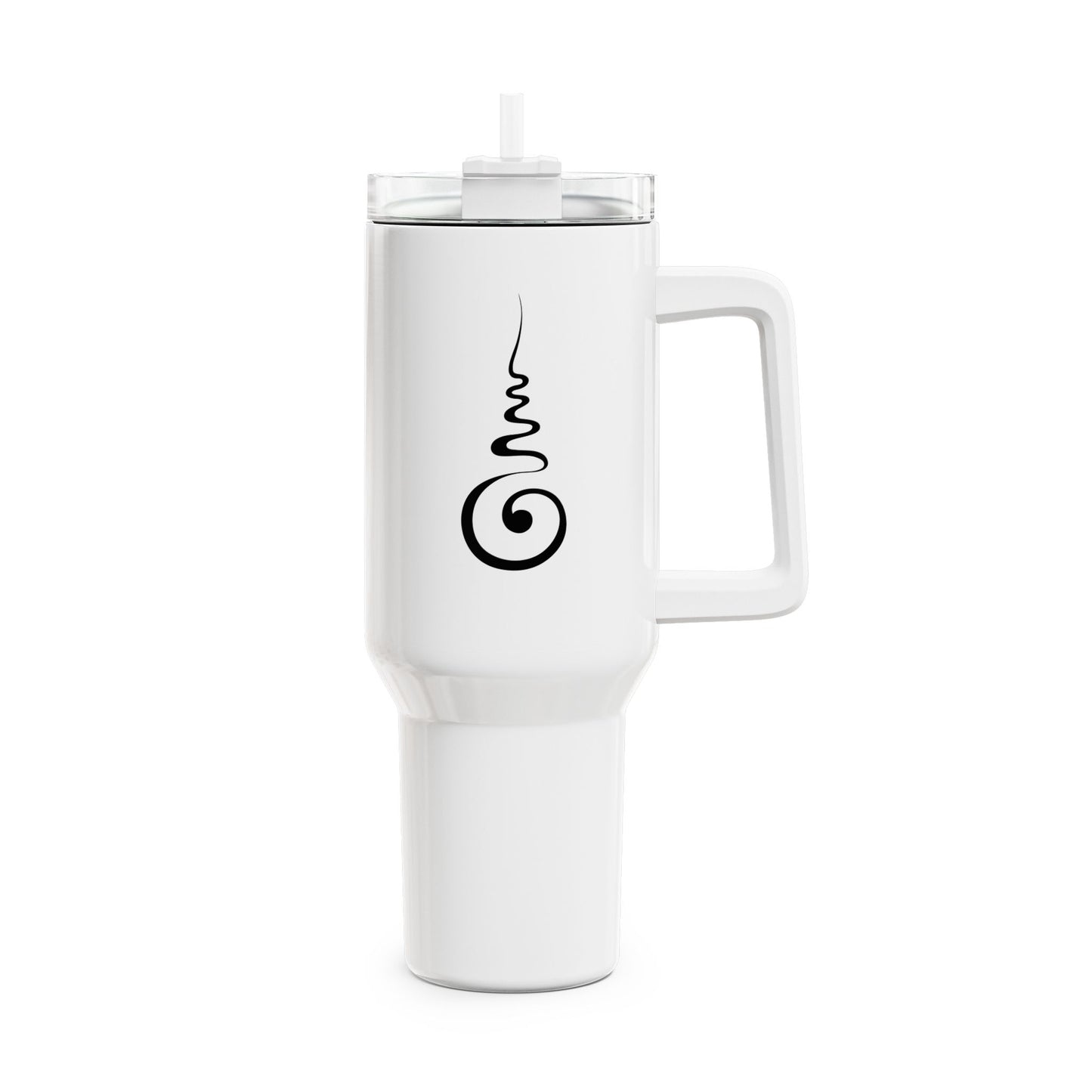SPIRALE & SHRIVATSA - ENDLOSER KNOTEN • Tumbler mit Henkel & Strohhalm • XXL Reisebecher 1,2L - YOGA SANTA