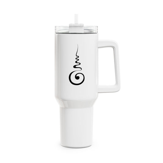 SPIRALE & SHRIVATSA - ENDLOSER KNOTEN • Tumbler mit Henkel & Strohhalm • XXL Reisebecher 1,2L - YOGA SANTA
