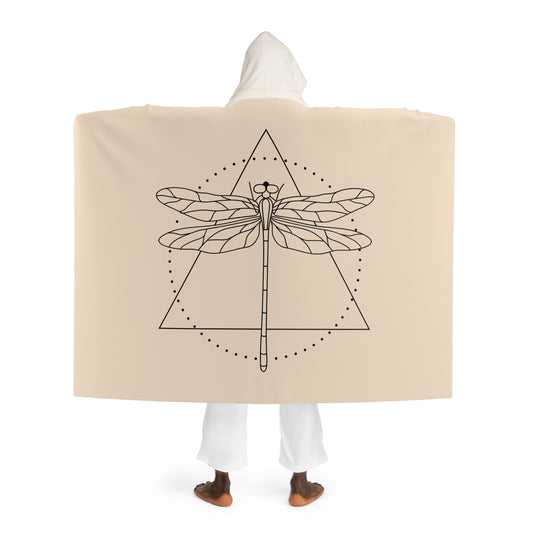 LIBELLEN ZEICHNUNG • Kapuzen Kuscheldecke Beige Creme • Wohndecke Sherpa 130cm x 180cm