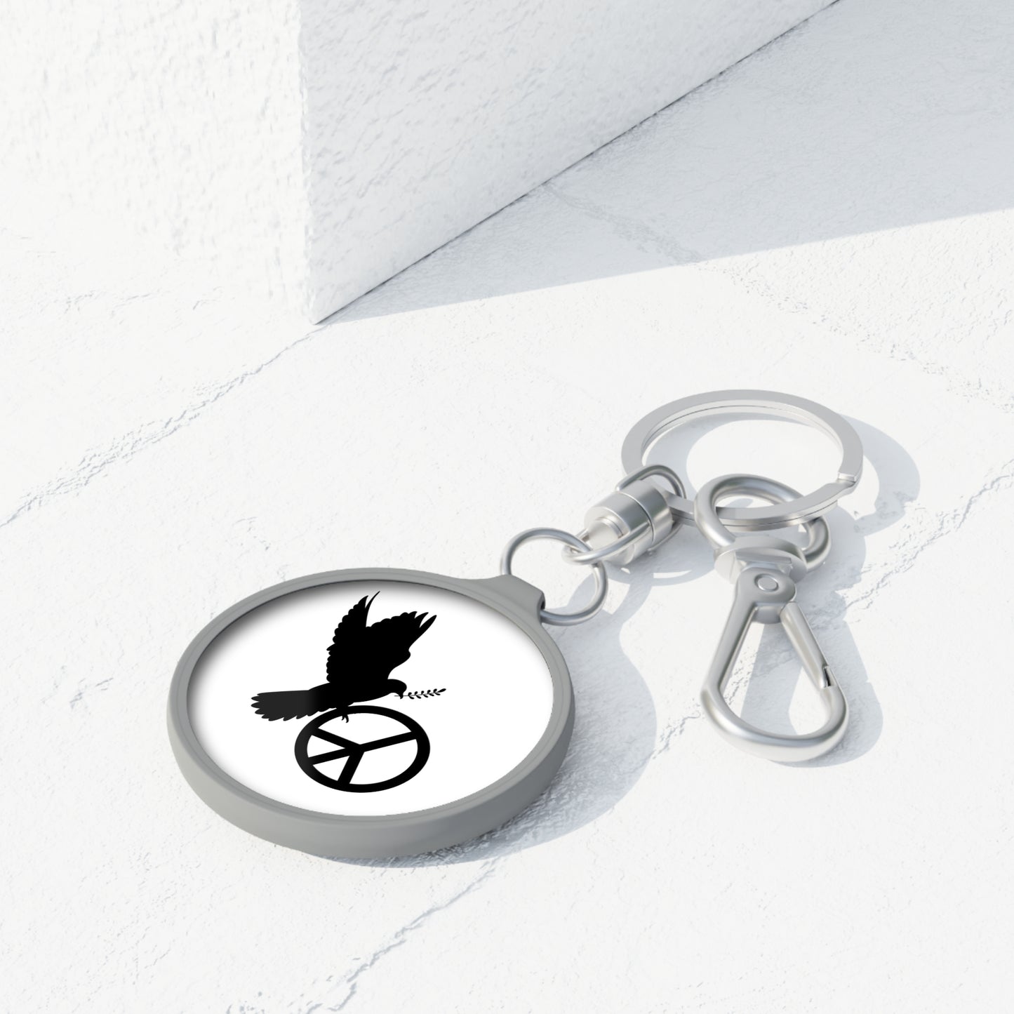 PEACE ZEICHEN FRIEDENSTAUBE • Edler Luxus Schlüsselanhänger mit Karabiner für Frauen & Männer