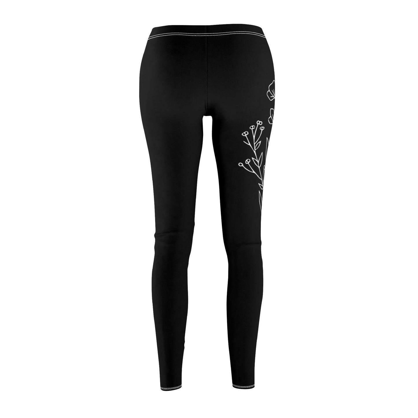 BLUMEN BLUMENZEICHNUNG MOTIV FLORAL • Elegante Damen Leggins Schwarz • Beste Leggings für Sport & Freizeit
