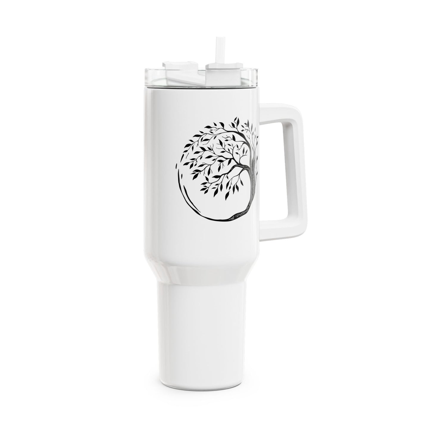 BAUM DES LEBENS ZEICHNUNG • Tumbler mit Henkel & Strohhalm • XXL Reisebecher 1,2L