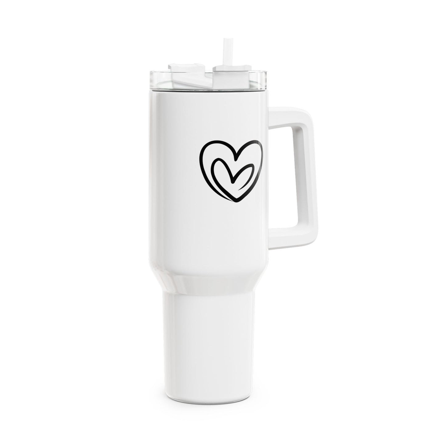 ZWEI HERZEN CLIPART - LOVE • Tumbler mit Henkel & Strohhalm • XXL Reisebecher 1,2L