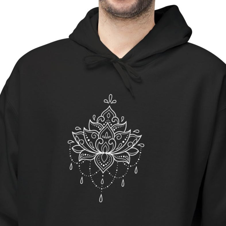 LOTUSBLÜTEN-ZEICHNUNG MINIMALISTISCH, ÄSTHETISCH SCHÖN •    Hoodie für Damen & Herren Kuschelpullover • Baumwolle 🌿