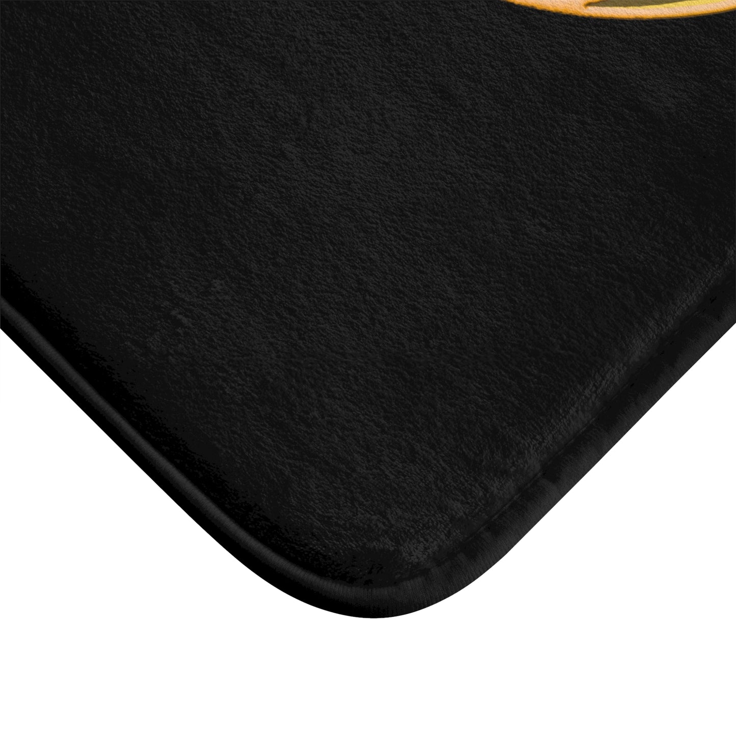 BLUME DES LEBENS GOLDGELB • Badvorleger Schwarz / Fussmatte / Badteppich EXTRA Weich • 53 x 86 cm