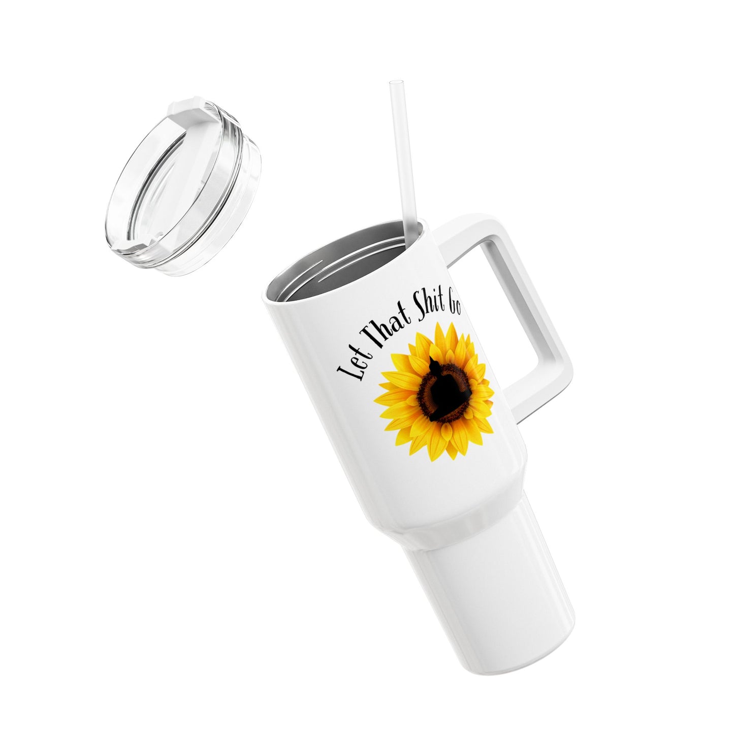 LET THAT SHIT GO • Tumbler mit Henkel & Strohhalm • XXL Reisebecher 1,2L