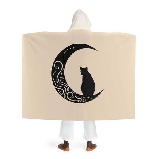 KATZE MOND • Kapuzen Kuscheldecke Beige Creme • Wohndecke Sherpa 130cm x 180cm