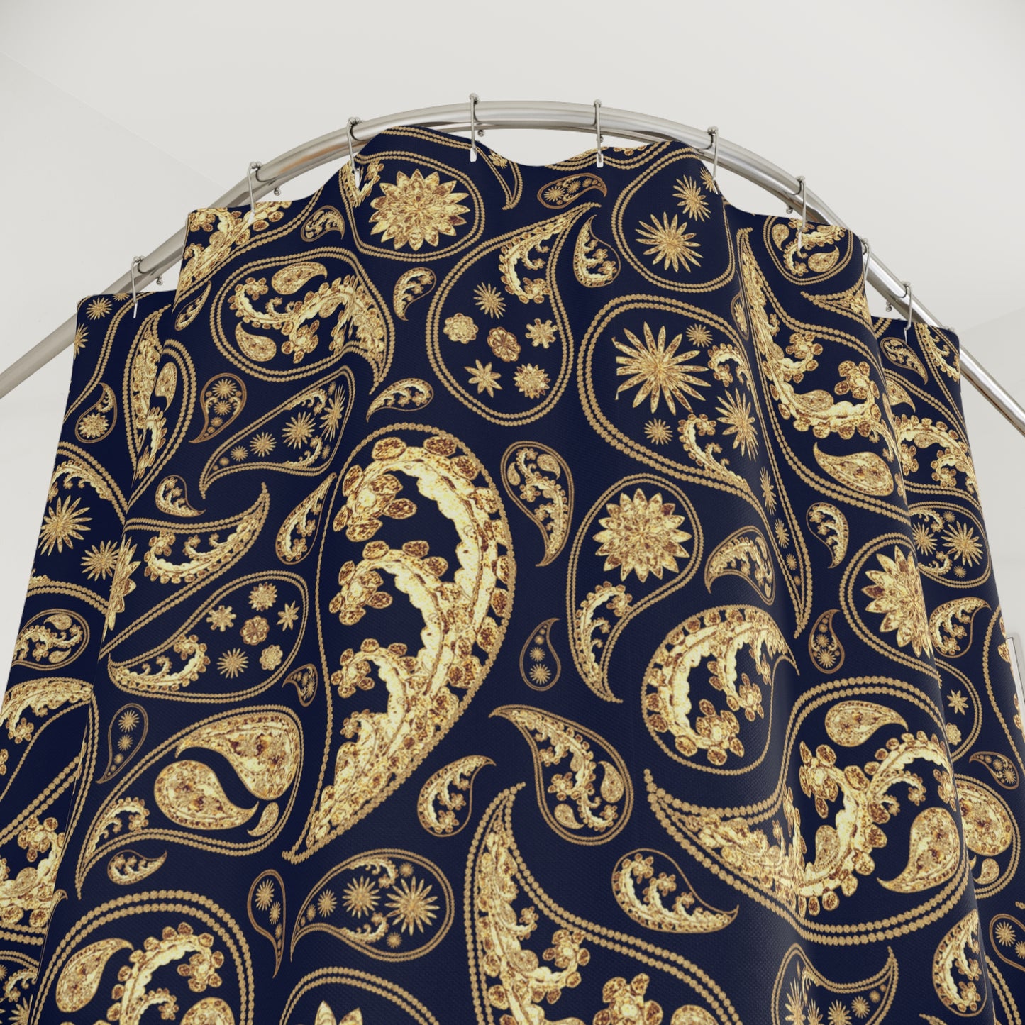 PAISLEY MUSTER GELBGOLD • Hochwertiger, Schöner Duschvorhang 180x200 cm
