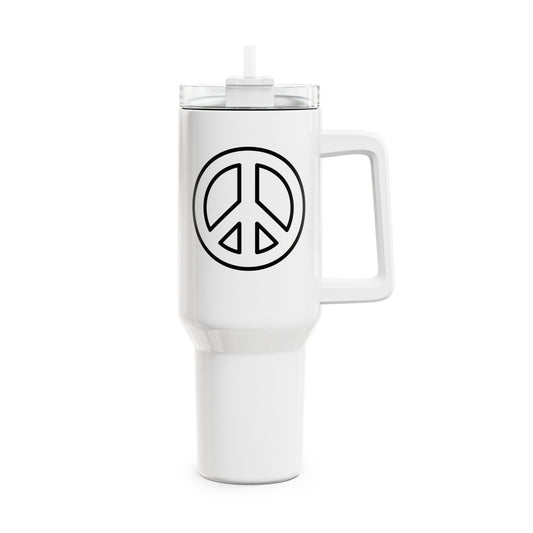 PEACE ZEICHEN FRIEDENSSYMBOL HIPPIE BOHO • Tumbler mit Henkel & Strohhalm • XXL Reisebecher 1,2L - YOGA SANTA