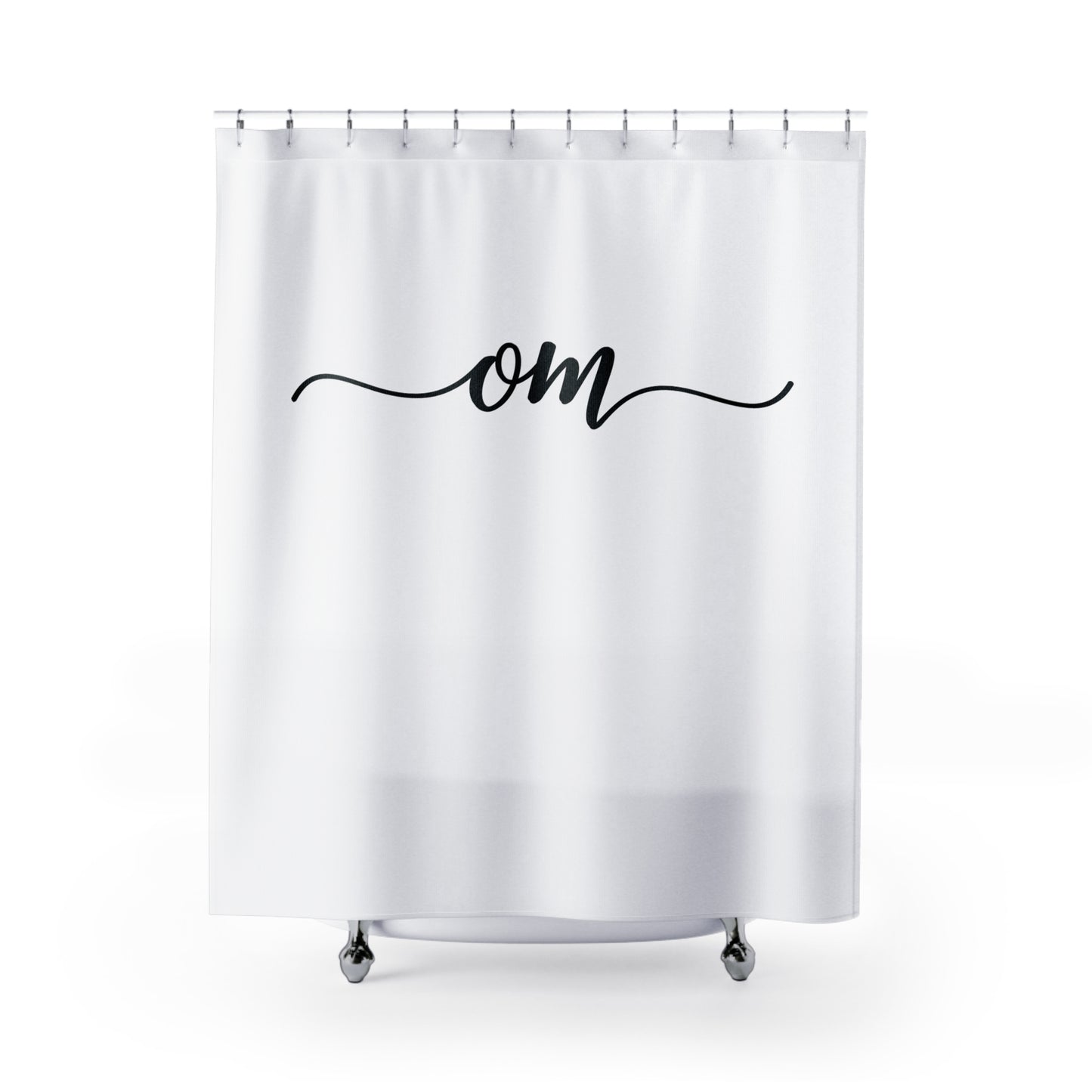 OM OHM - YOGA SPRUCH MEDITATION • Hochwertiger, Schöner Duschvorhang 180x200 cm Weiss