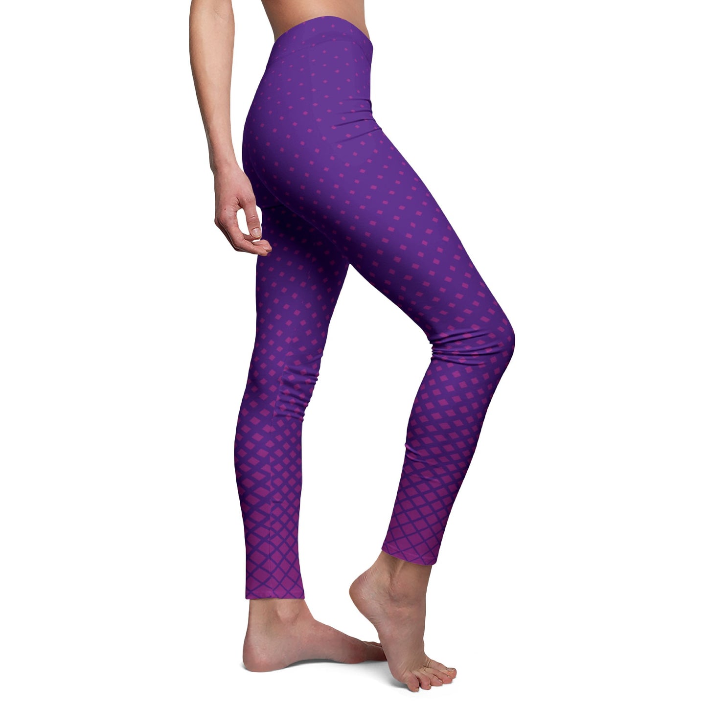 LILA VIOLETTE LEGGINGS MIT ROSA PINKEN PUNKTEN RAUTEN MUSTER • Beste Leggings für Sport & Alltag