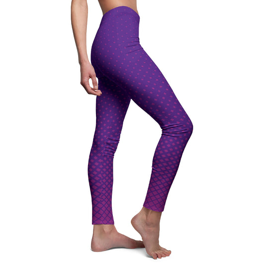LILA VIOLETTE LEGGINGS MIT ROSA PINKEN PUNKTEN RAUTEN MUSTER • Beste Leggings für Sport & Alltag