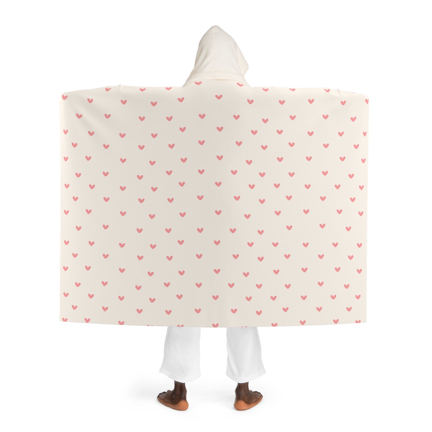 HEREN ROSA HERZCHEN ROT MUSTER LOVE • Kapuzen Kuscheldecke • Wohndecke Sherpa 130cm x 180cm