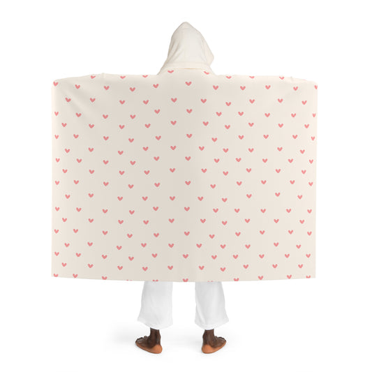 HEREN ROSA HERZCHEN ROT MUSTER LOVE • Kapuzen Kuscheldecke • Wohndecke Sherpa 130cm x 180cm