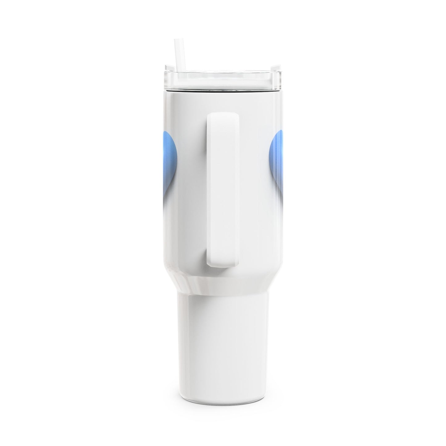 BLAUES HERZ 3D ILLUSION • Tumbler mit Henkel & Strohhalm • XXL Reisebecher 1,2L