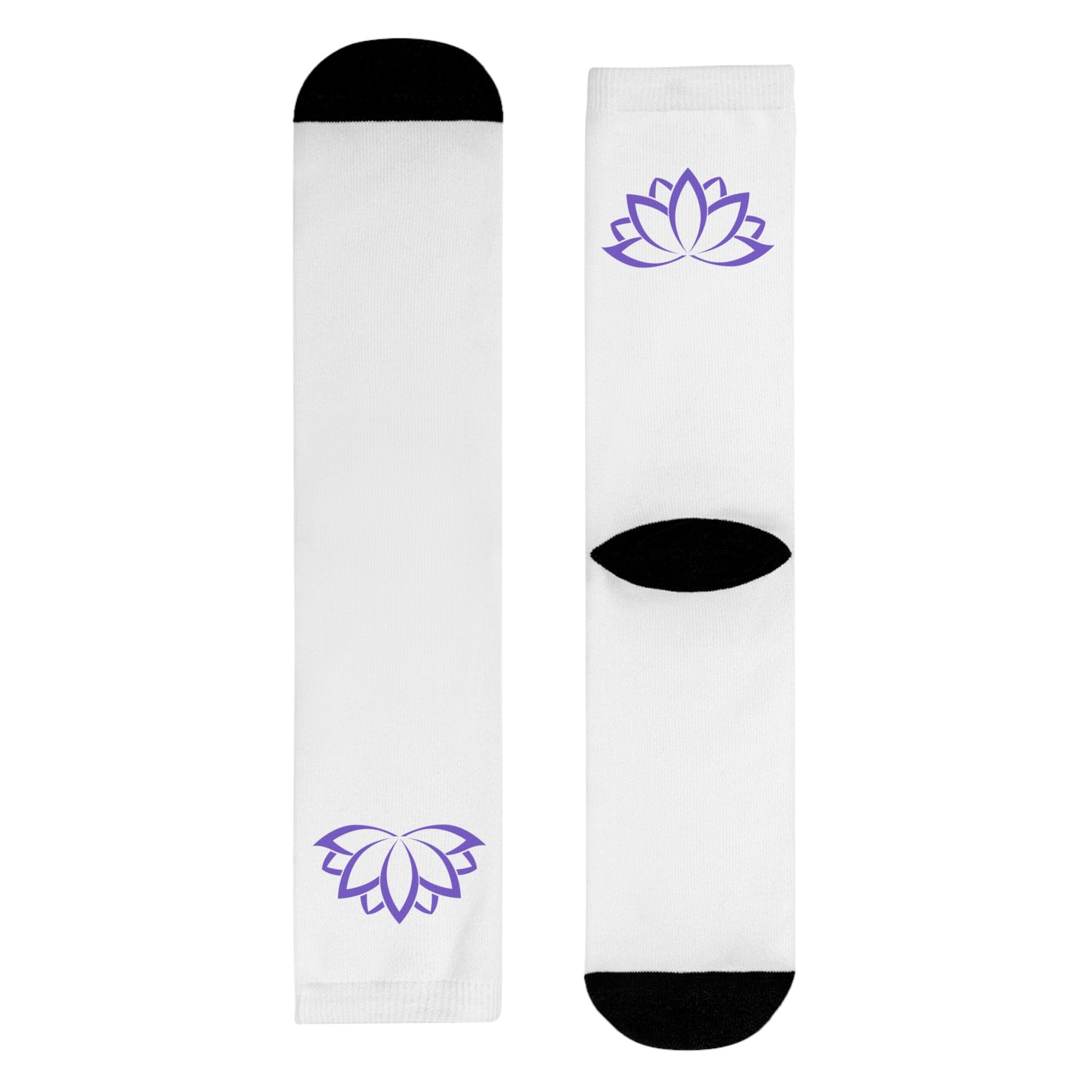 LOTUSBLÜTE BLUME LILA ZEICHNUNG MINIMALISTISCH • Edle Blume • Crew Socken Weiß mit Motiv