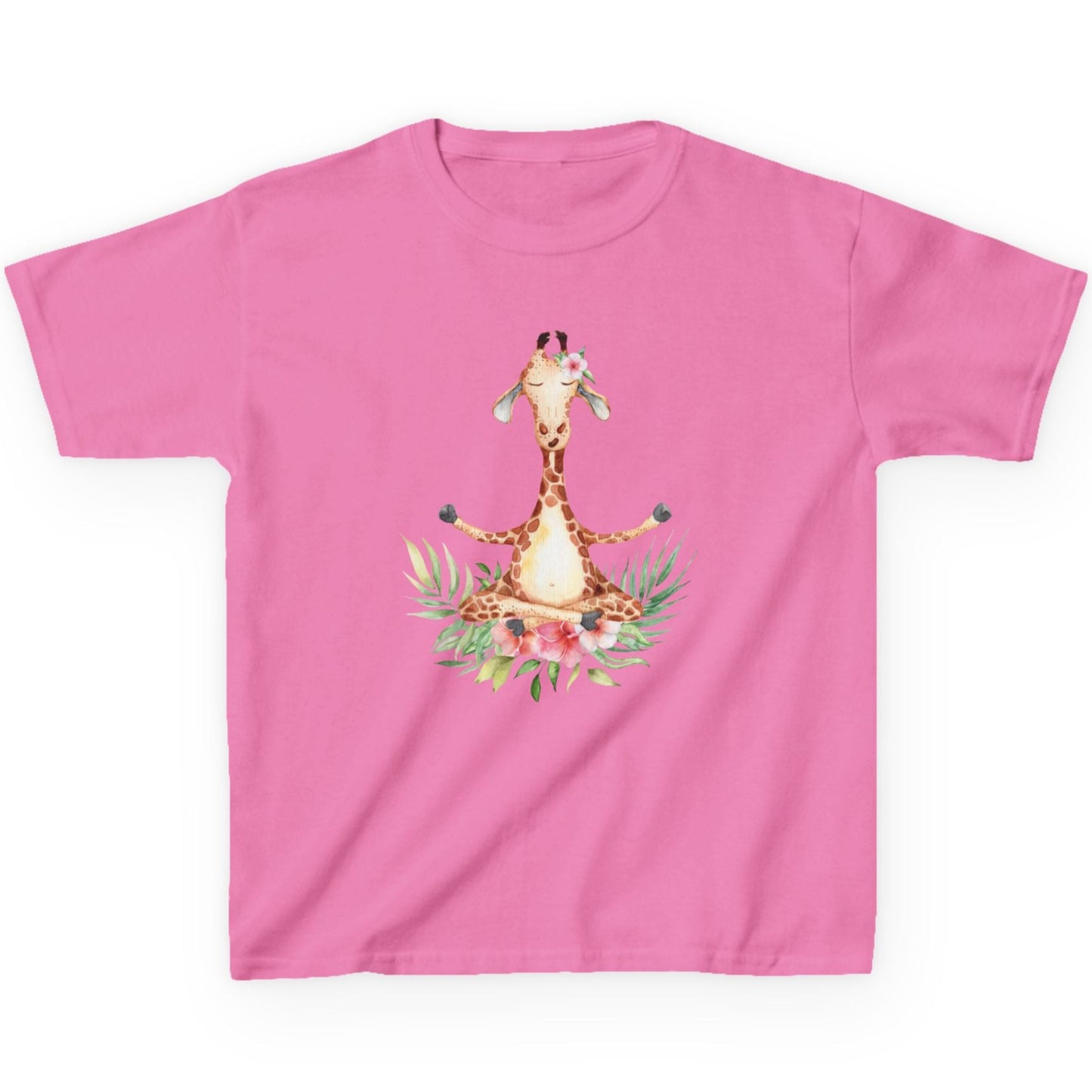 GIRAFFE MEDITATION YOGATIER Comic Blumen • Oversize Kinder T-Shirt Mädchen Jungen • BIO Baumwolle 🌿