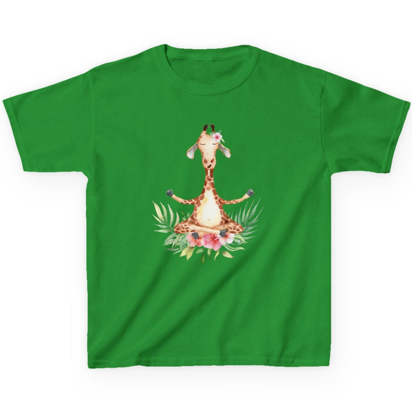 GIRAFFE MEDITATION YOGATIER Comic Blumen • Oversize Kinder T-Shirt Mädchen Jungen • BIO Baumwolle 🌿