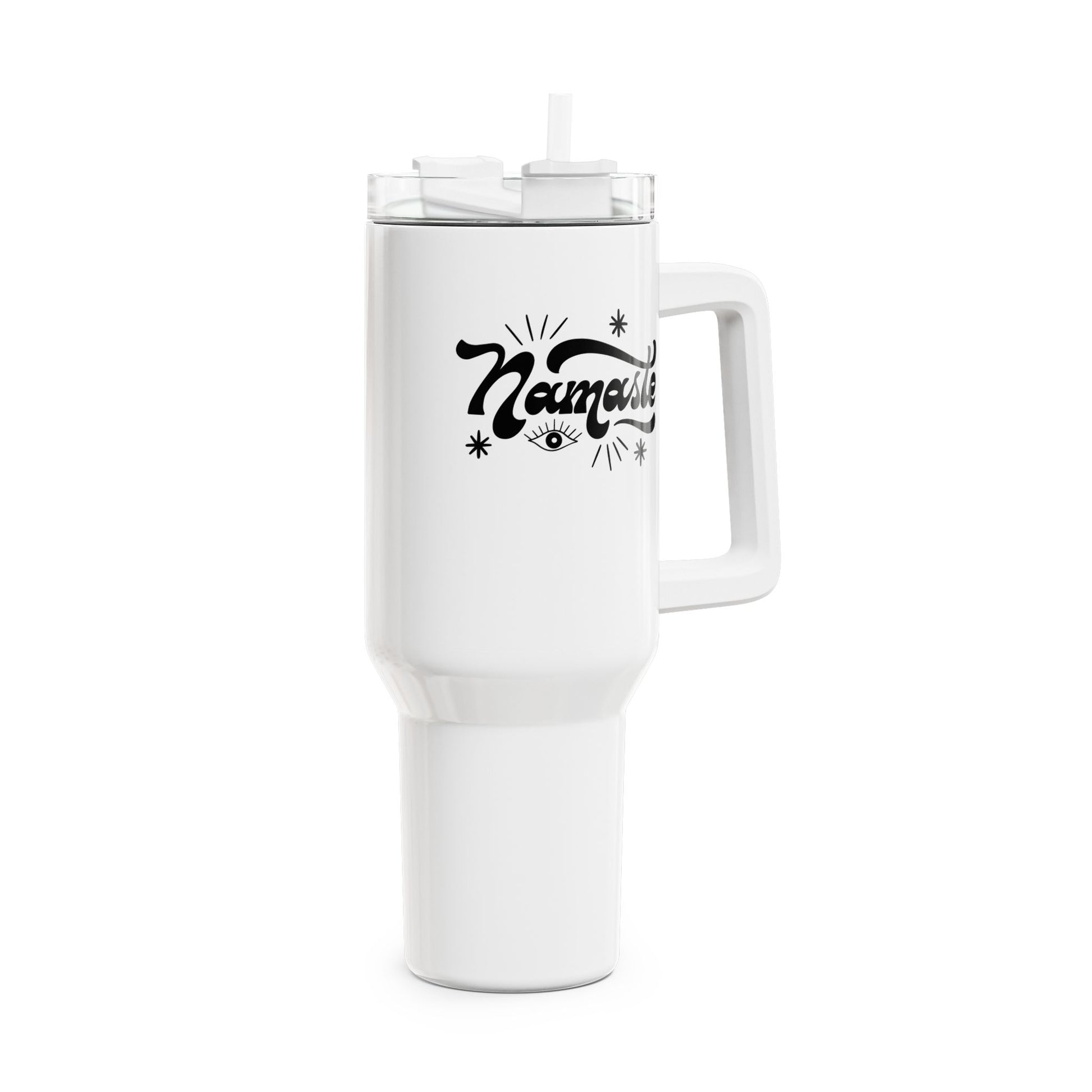 NAMASTE STERNE SPRUCH YOGA • Tumbler mit Henkel & Strohhalm • XXL Reisebecher 1,2L - YOGA SANTA