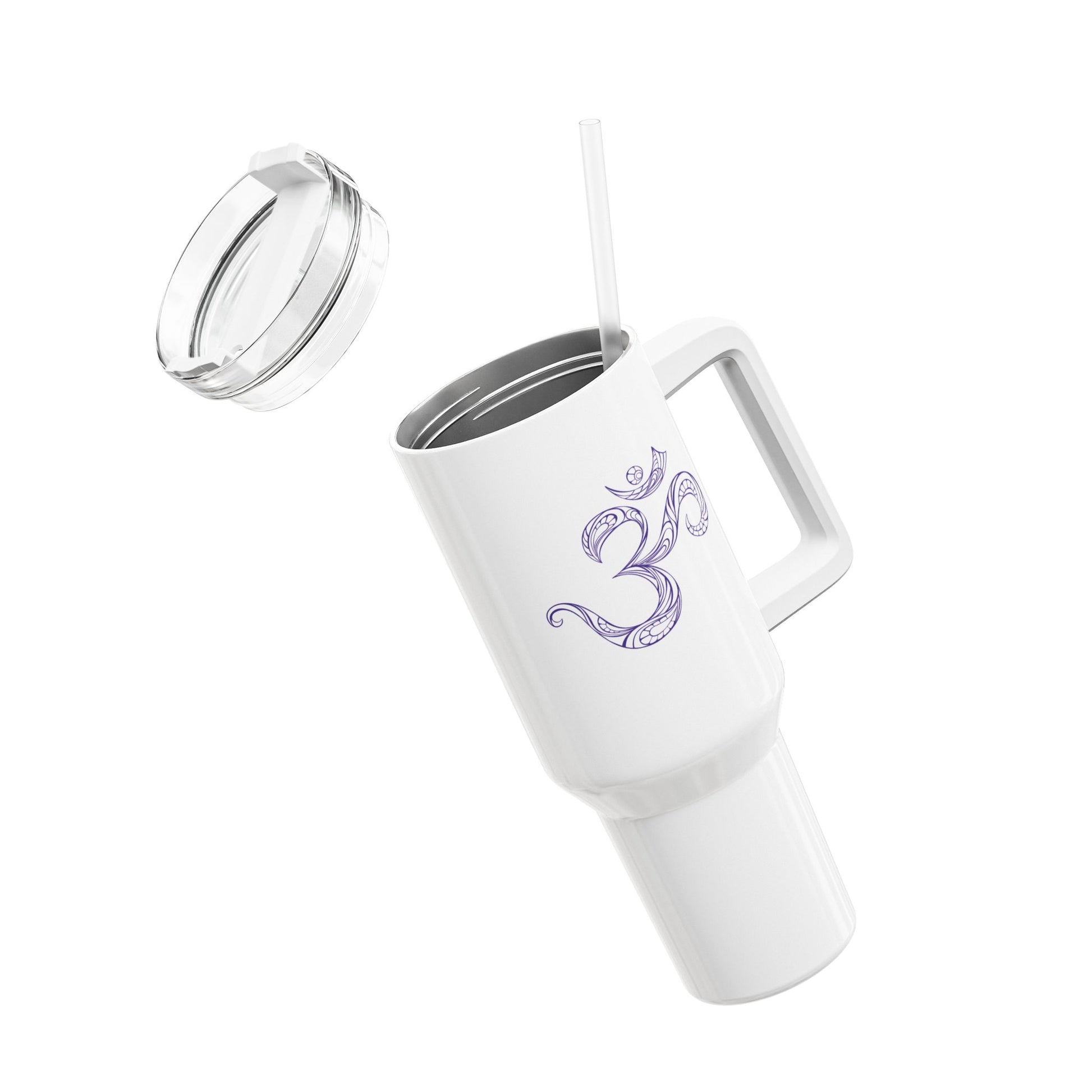 OM OHM ZEICHEN SYMBOL LILA VIOLET • Tumbler mit Henkel & Strohhalm • XXL Reisebecher 1,2L - YOGA SANTA