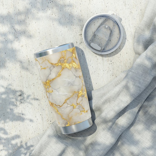 LUXUS Trinkbecher Goldoptik Marmor • Thermo-Reisebecher XL • 590 ml • Tumbler Vagabond