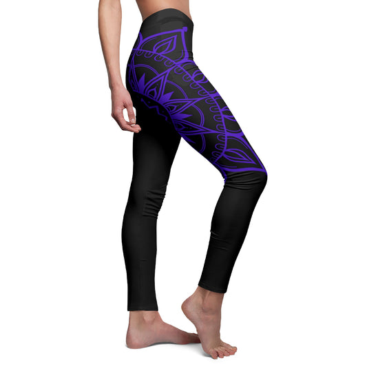 MANDALABLUME LILA ÄSTHETISCH AUßERGEWÖHNLICH SCHÖN • Damen Leggins Schwarz • Beste Leggings für Sport & Freizeit