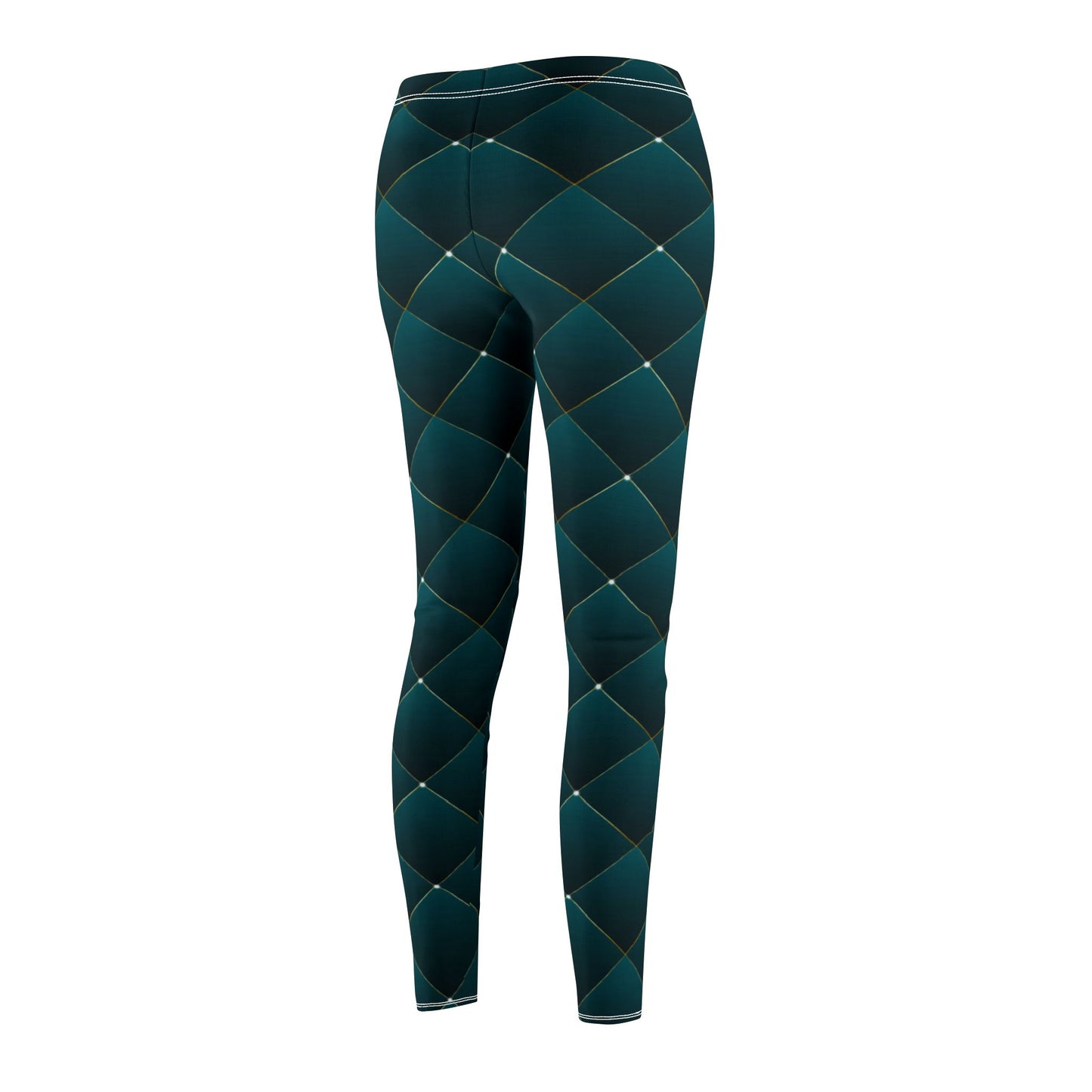 KARO-MUSTER GRÜN ELEGANT SCHICK NOBEL • Damen Leggins Dunkelgrün • Beste Leggings für Sport & Freizeit