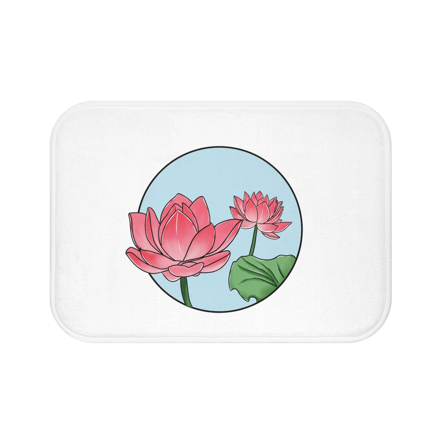 LOTUS BLUMEN CLIPART • Badvorleger Weiss / Fussmatte / Badteppich EXTRA Weich • 43 x 61 cm & 53 x 86 cm