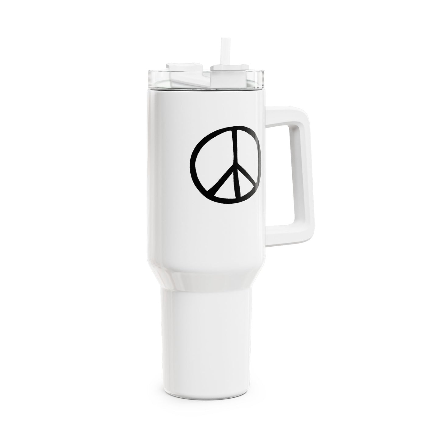 PEACE ZEICHEN HANDGEZEICHNET • Tumbler mit Henkel & Strohhalm • XXL Reisebecher 1,2L - YOGA SANTA