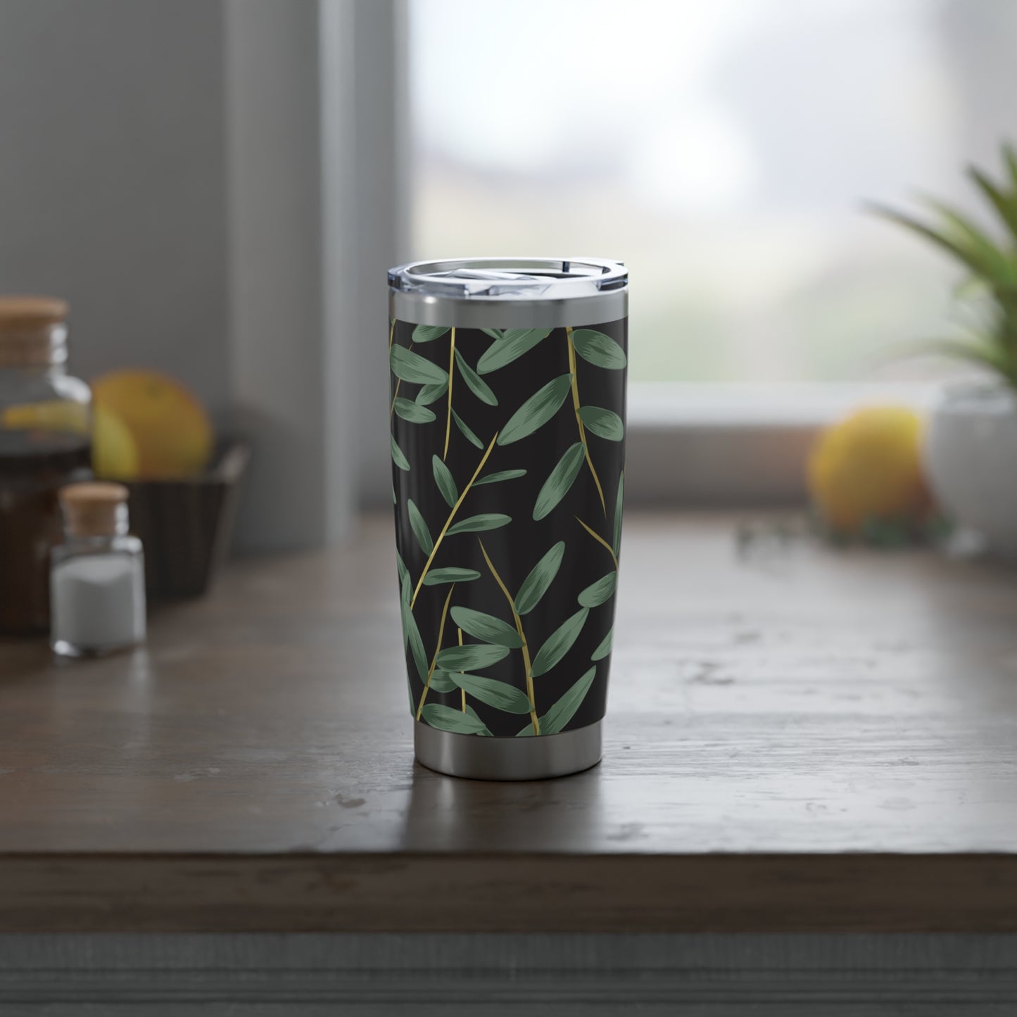 DSCHUNGEL MUSTER PFLANZENBLÄTTER FARN • Thermo-Reisebecher XL • 590 ml • Tumbler Vagabond