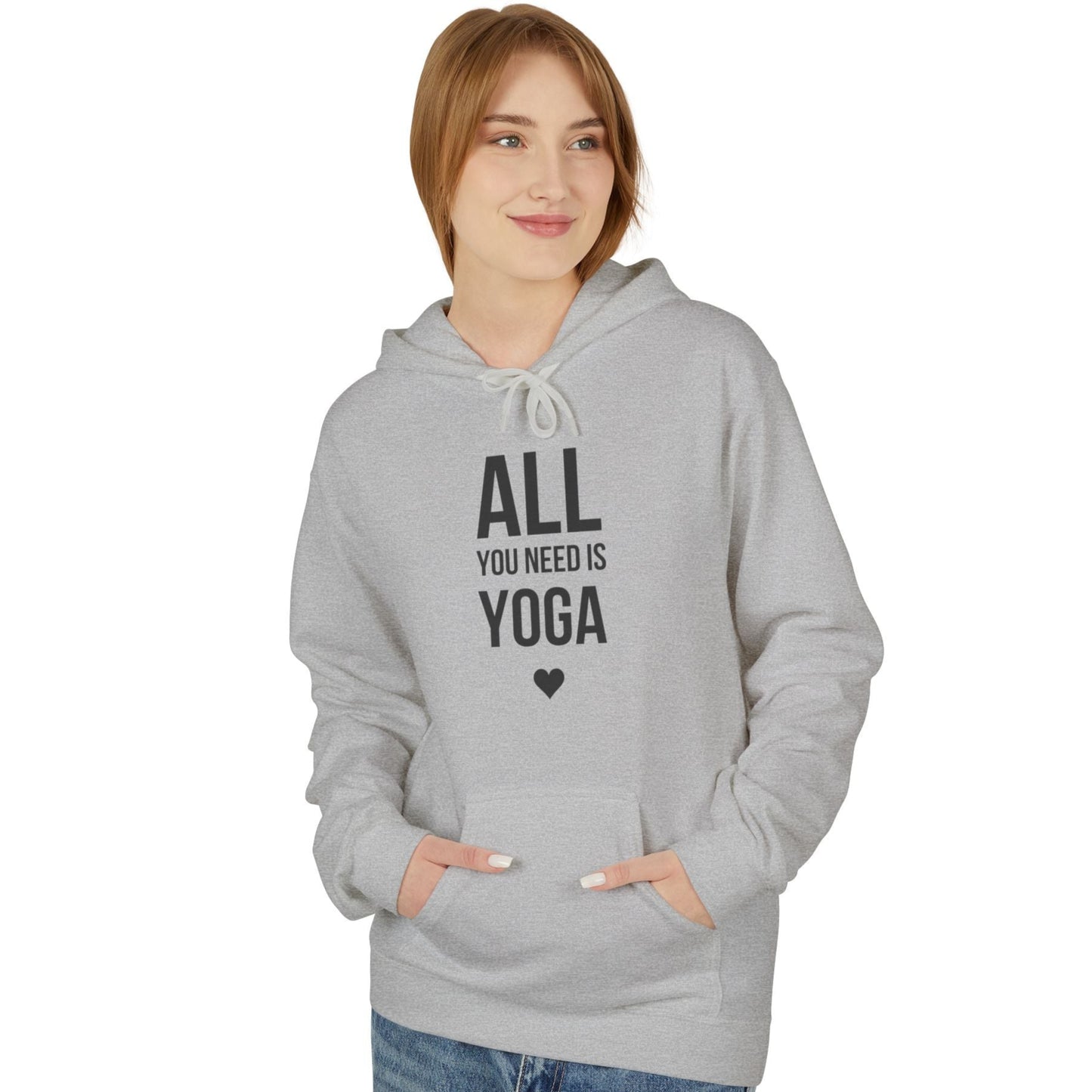 ALL YOU NEED IS YOGA, HERZSYMBOL • Yoga Liebhaber Fleece Pullover • Kuschelweicher Hoodie für Damen & Herren • Baumwolle 🌿