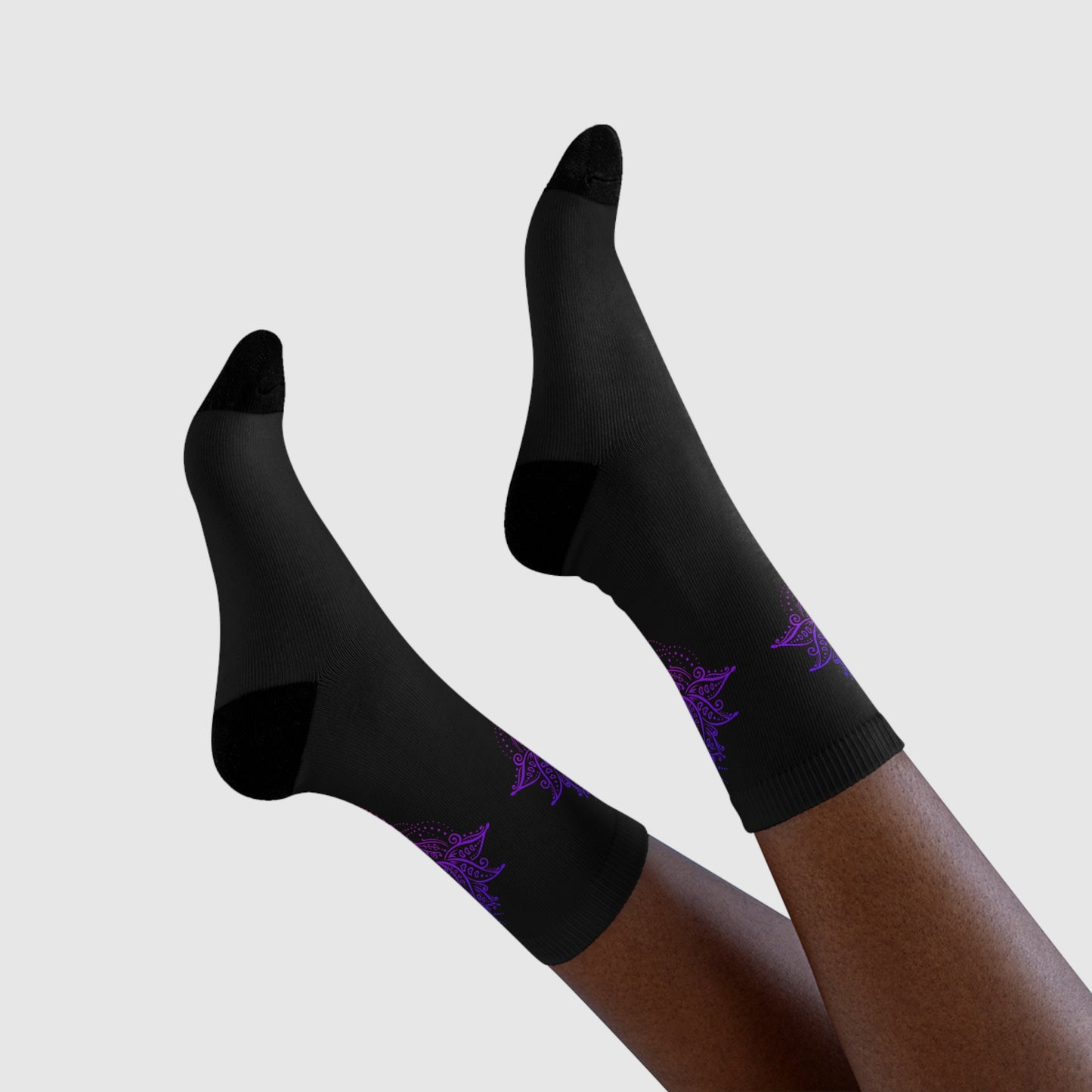 LOTUSBLÜTE LILA ELEGANTE EXOTISCHE BLUME • HAPPY SOCKS Crew Socken Schwarz mit Motiv