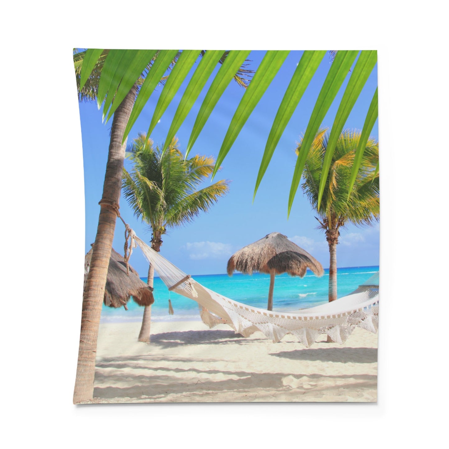 PALMEN HÄNGEMATTE SANDSTRAND • Urlaubsmotiv • Wandtuch • Wandttepich • Wanddekor in v. Größen bis XXL