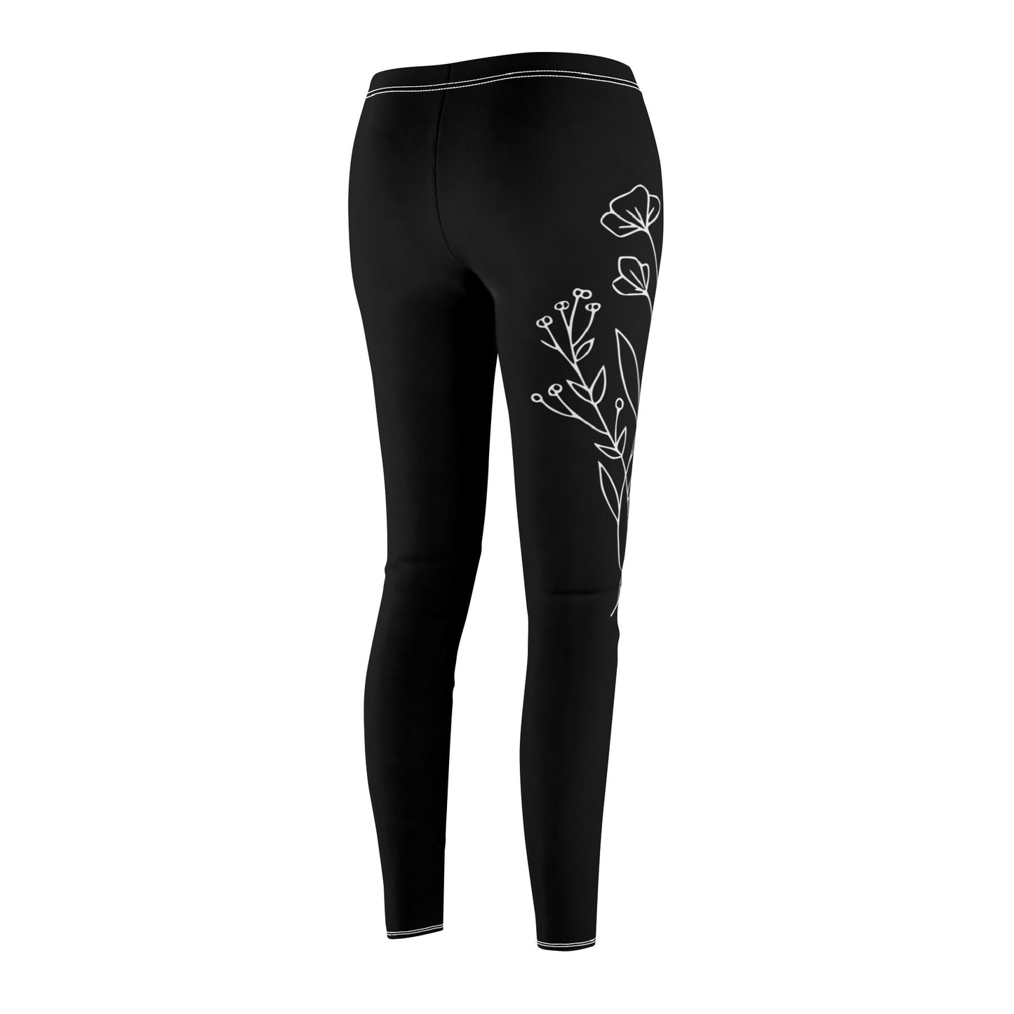 BLUMEN BLUMENZEICHNUNG MOTIV FLORAL • Elegante Damen Leggins Schwarz • Beste Leggings für Sport & Freizeit