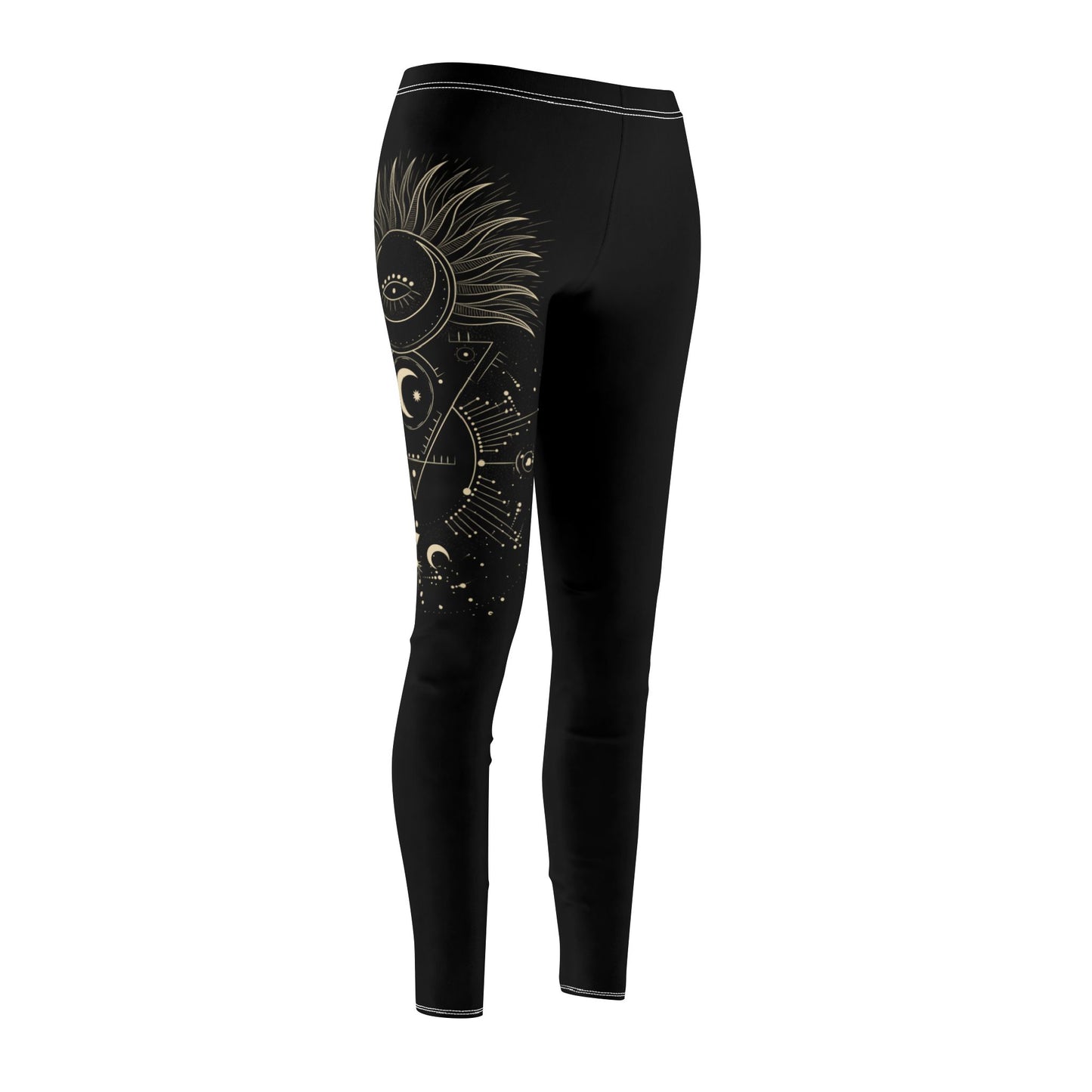 SONNE MOND STERNENHIMMEL ZEICHNUNG PLANETEN • Damen Leggins Schwarz • Beste Leggings für Sport & Freizeit