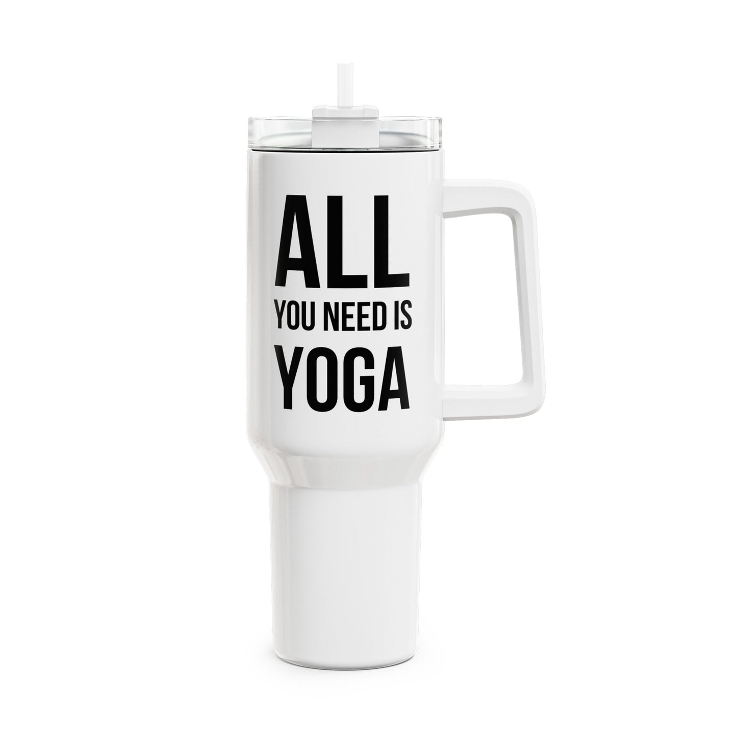 ALL YOU NEED IS YOGA • Tumbler mit Henkel & Strohhalm • XXL Reisebecher 1,2L