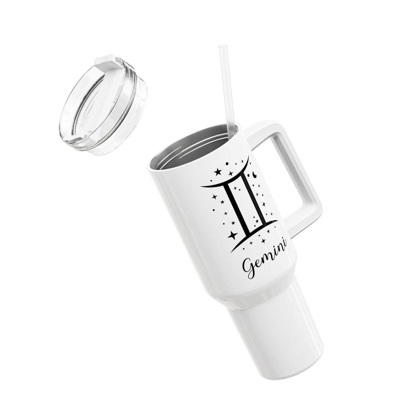 ZWILLINGE GEMINI Symbol Sterne Zeichen Tierkreiszeichen • Tumbler mit Henkel & Strohhalm • XXL Reisebecher 1,2L - YOGA SANTA