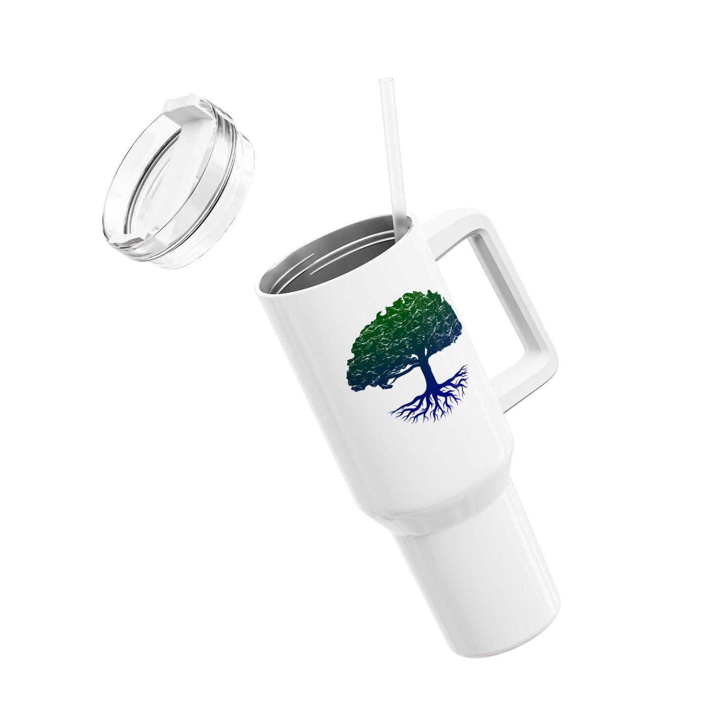 BAUM DES LEBENS BUNT • Tumbler mit Henkel & Strohhalm • XXL Reisebecher 1,2L