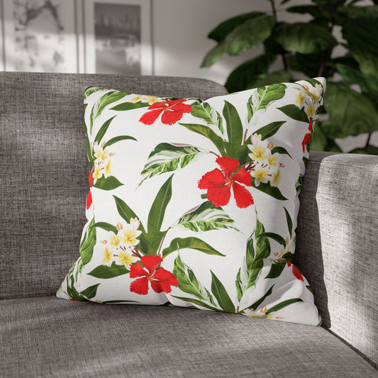 BLUMEN HAWAII EXOTISCH • Deko Kissenbezug mit Reißverschluss Quadratisch Weiß